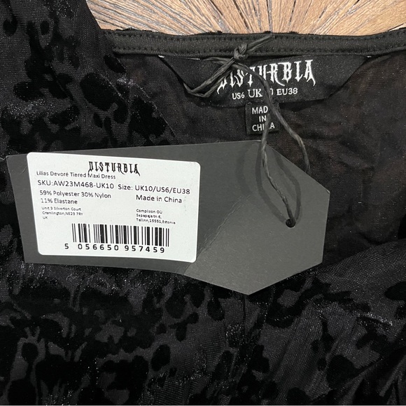 NWT DISTURBIA Lilias Devoré Tiered Floral Maxi Dress Black Size US 6 Goth Witchy - Picture 13 of 14